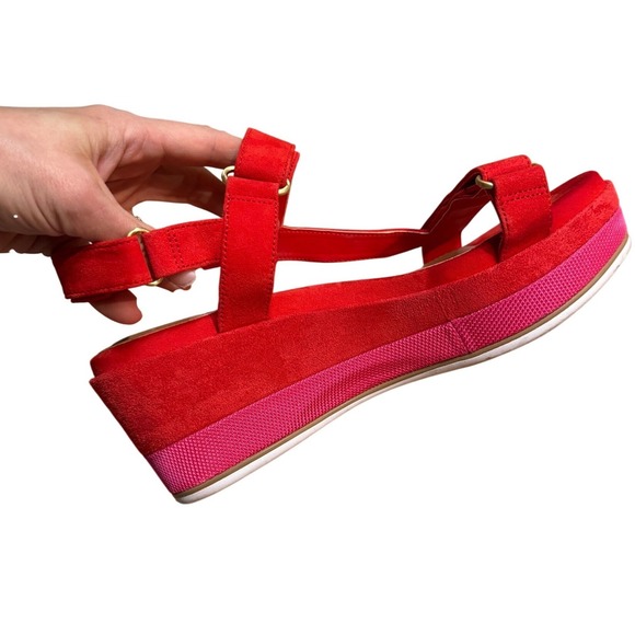 Cole Haan Grand Ambition Red Suede Wedge Sandals W22374 Size 7 - Picture 10 of 16